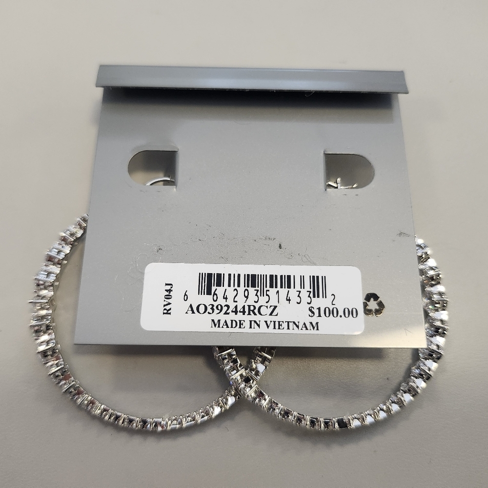 NWT Nadri Silver Leah Statement Hoop Earrings - Picture 3 of 3